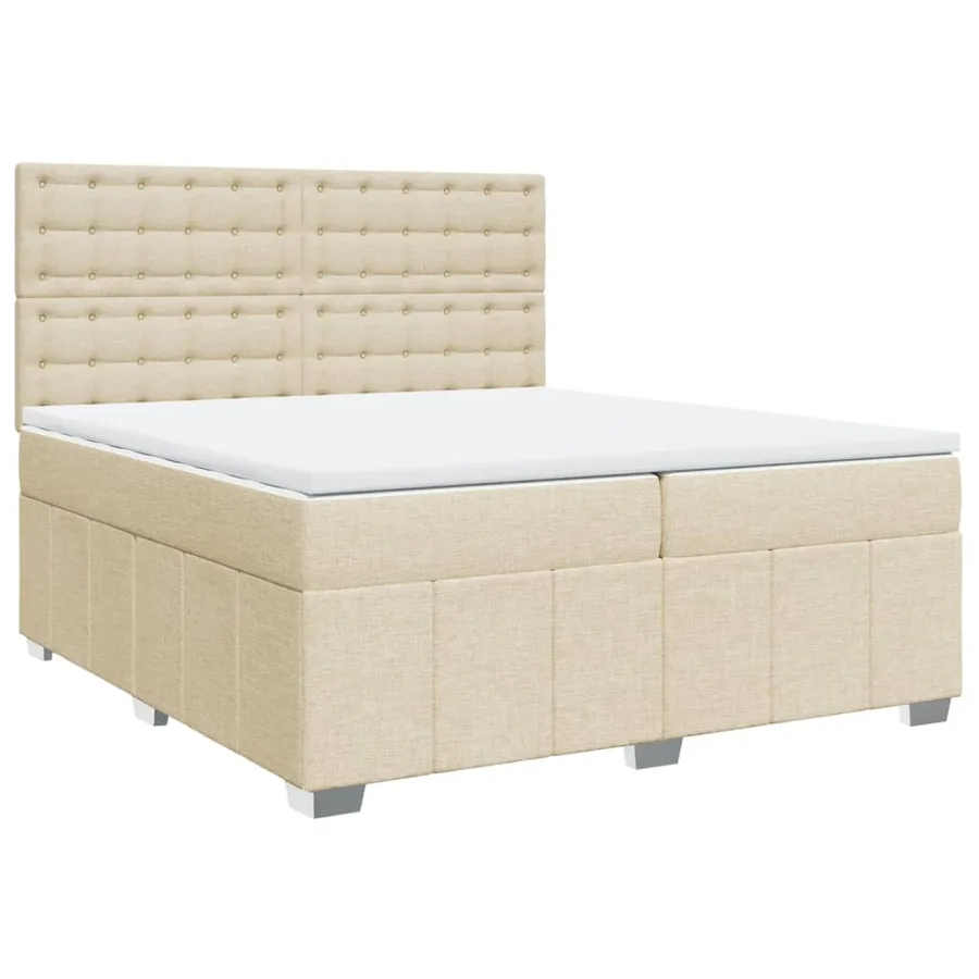 Sommier à lattes de lit avec matelas Crème 200x200 cm Tissu - 2