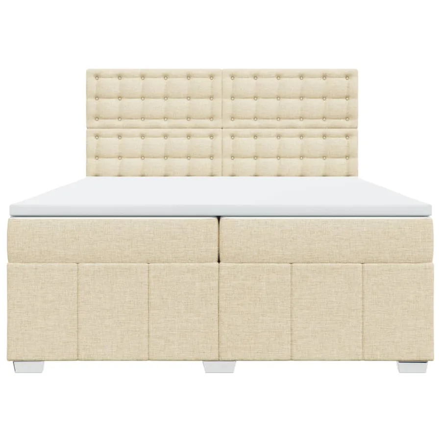 Sommier à lattes de lit avec matelas Crème 200x200 cm Tissu - 4