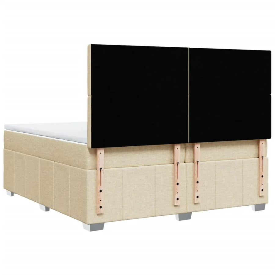 Sommier à lattes de lit avec matelas Crème 200x200 cm Tissu - 6