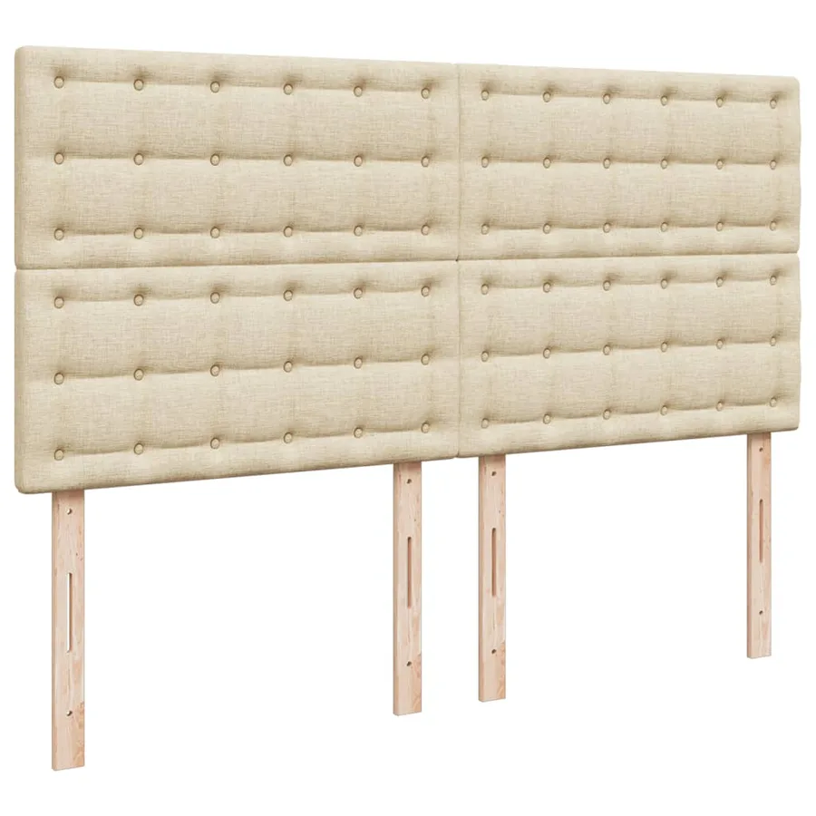 Sommier à lattes de lit avec matelas Crème 200x200 cm Tissu - 7