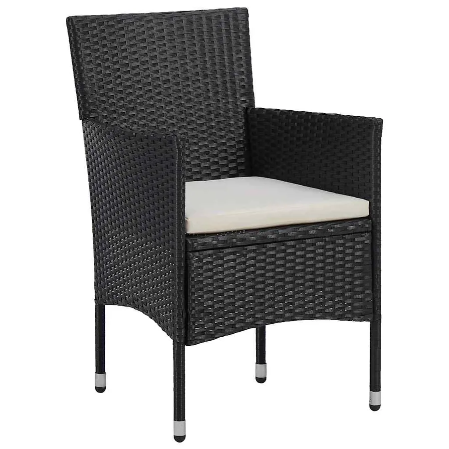 Ensemble à manger de jardin 5 pcs Résine tressée Noir - 3