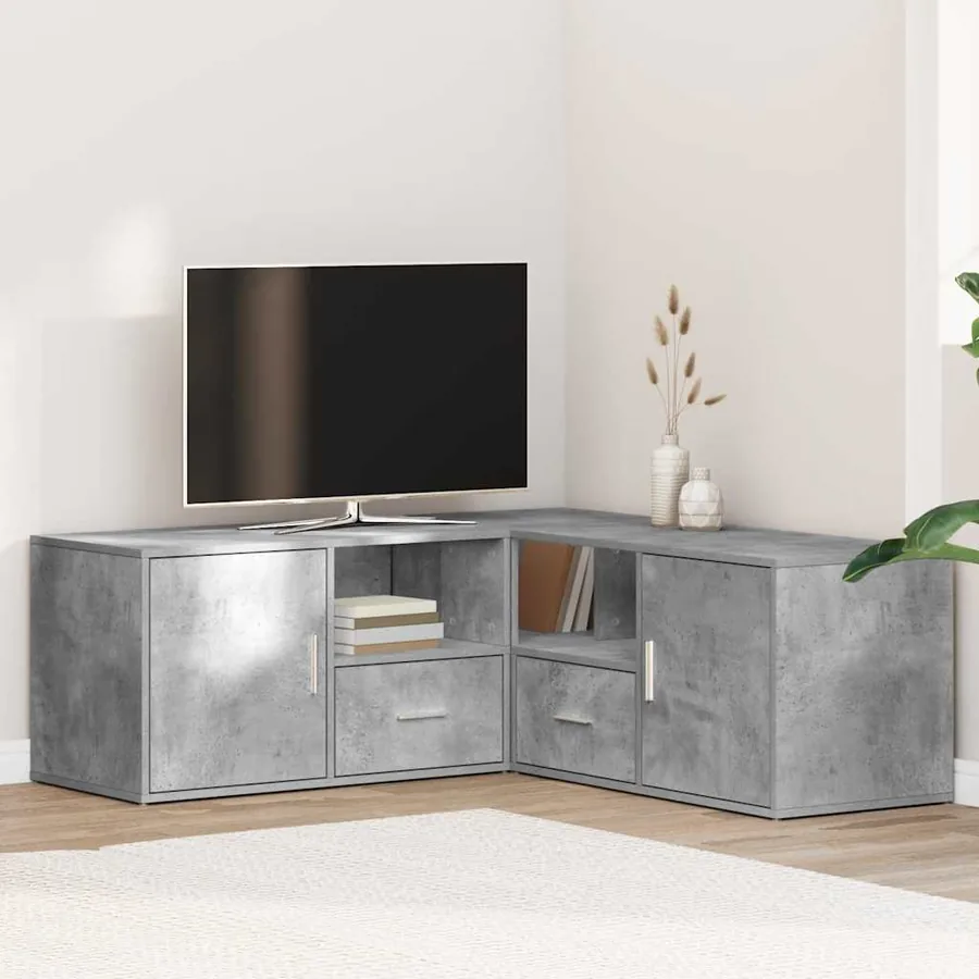 Armoire d'angle gris béton 200x40x45 cm bois d’ingénierie