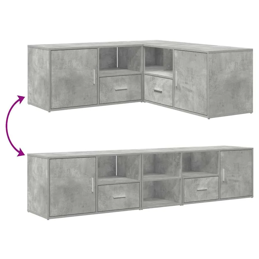 Armoire d'angle gris béton 200x40x45 cm bois d’ingénierie - 12