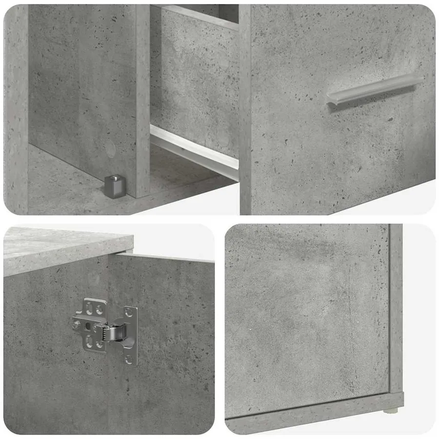 Armoire d'angle gris béton 200x40x45 cm bois d’ingénierie - 13
