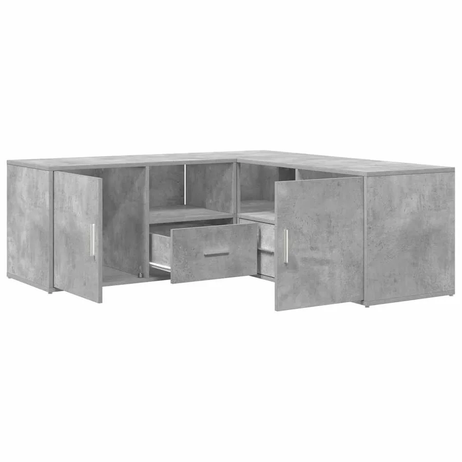 Armoire d'angle gris béton 200x40x45 cm bois d’ingénierie - 2