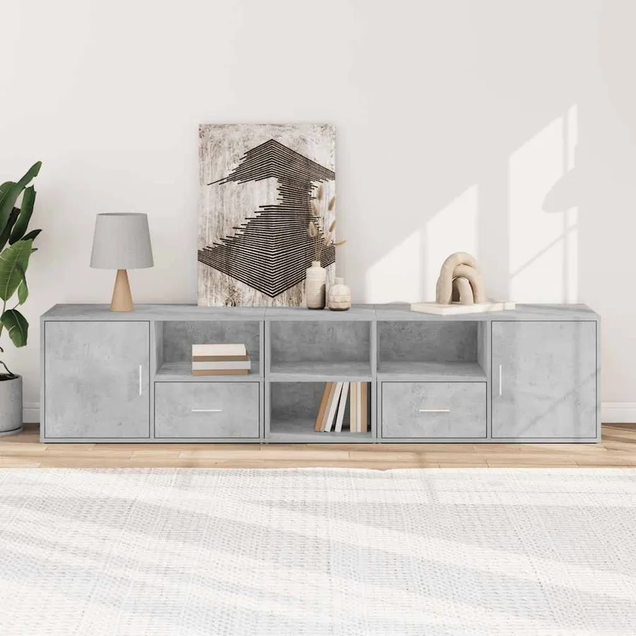 Armoire d'angle gris béton 200x40x45 cm bois d’ingénierie - 3
