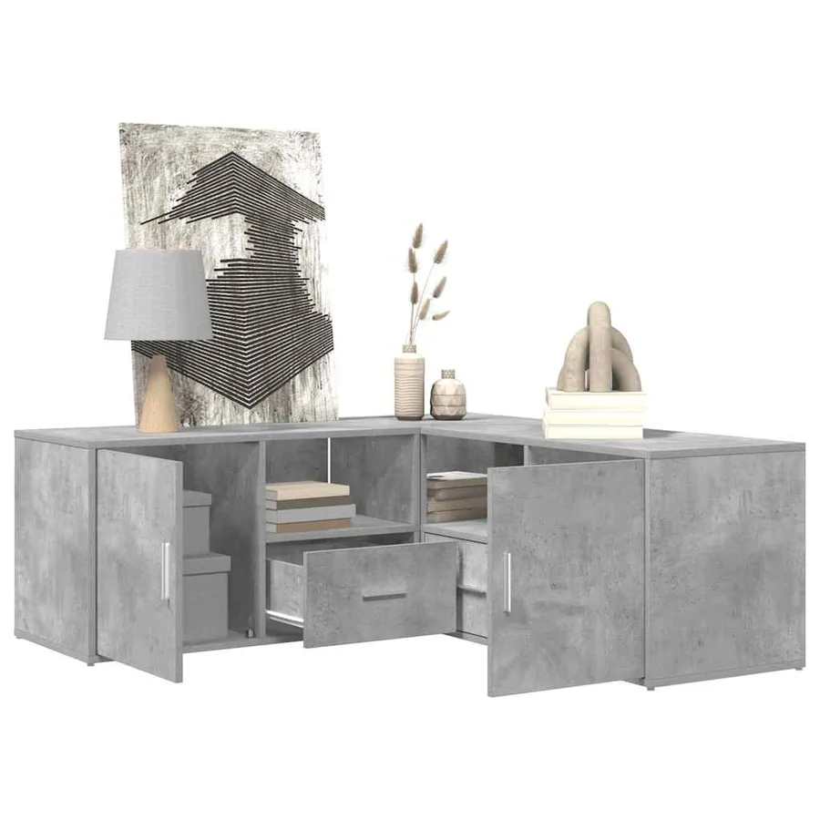 Armoire d'angle gris béton 200x40x45 cm bois d’ingénierie - 4