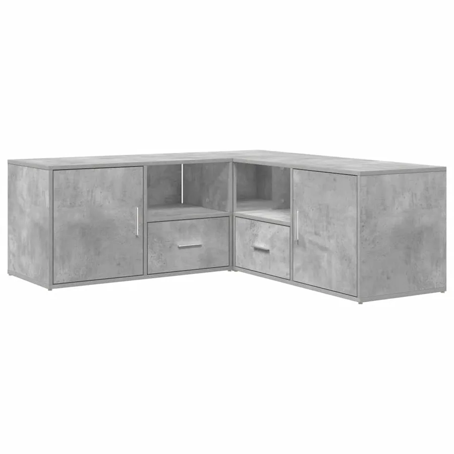 Armoire d'angle gris béton 200x40x45 cm bois d’ingénierie - 5
