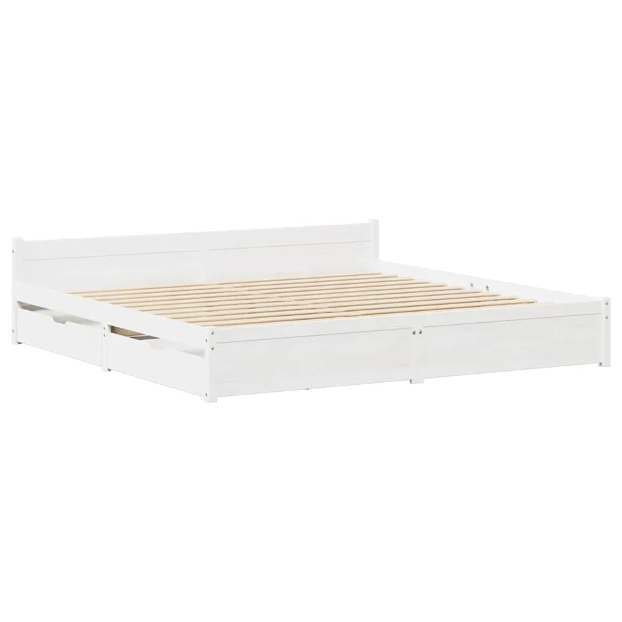 Cadre de lit sans matelas blanc 100x200 cm bois de pin massif - 3