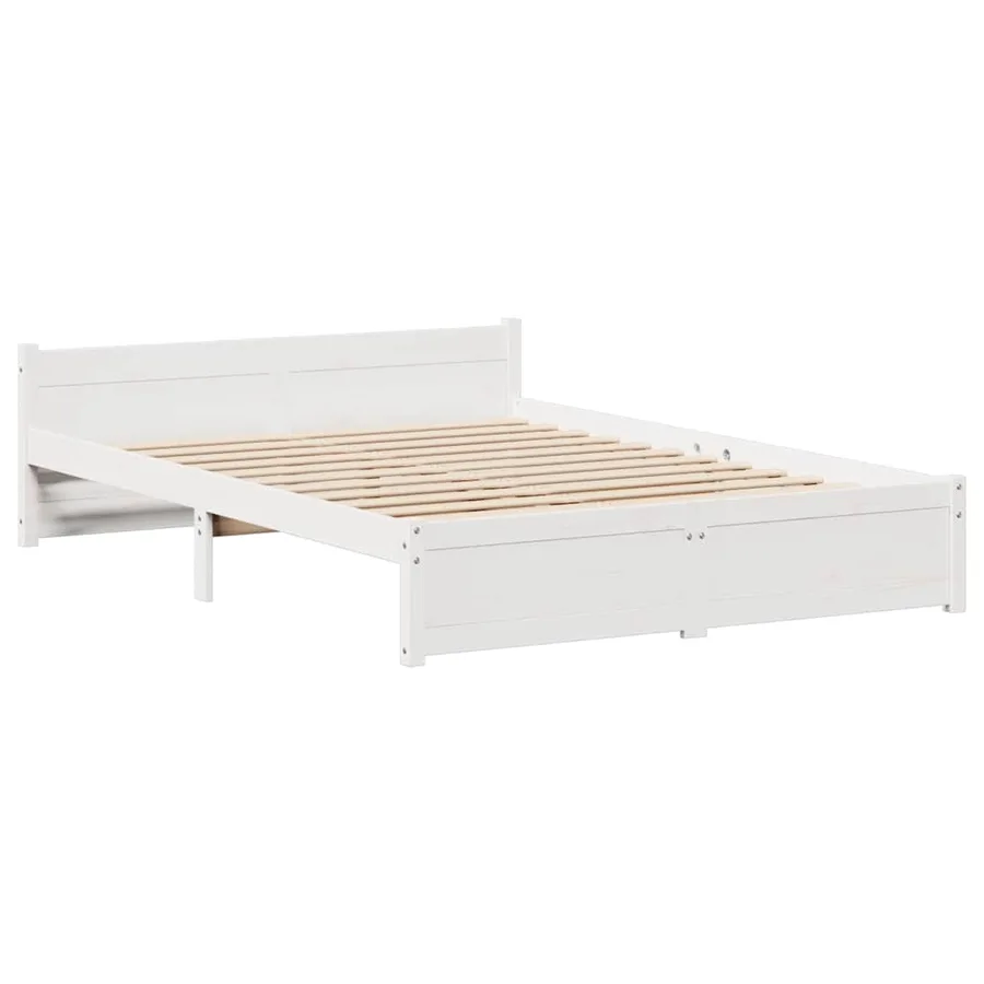 Cadre de lit sans matelas blanc 100x200 cm bois de pin massif - 5