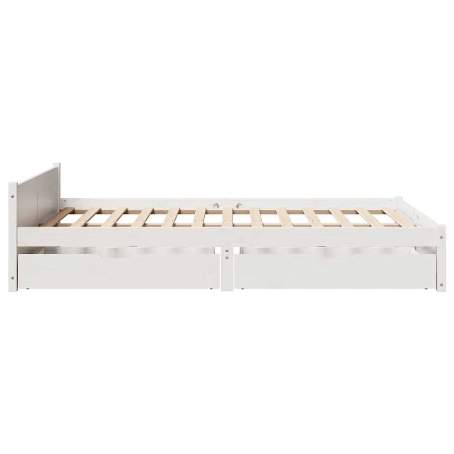 Cadre de lit sans matelas blanc 100x200 cm bois de pin massif - 7