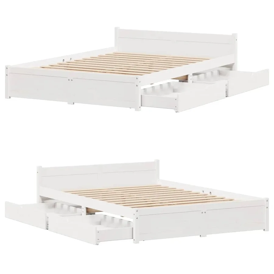 Cadre de lit sans matelas blanc 100x200 cm bois de pin massif - 9