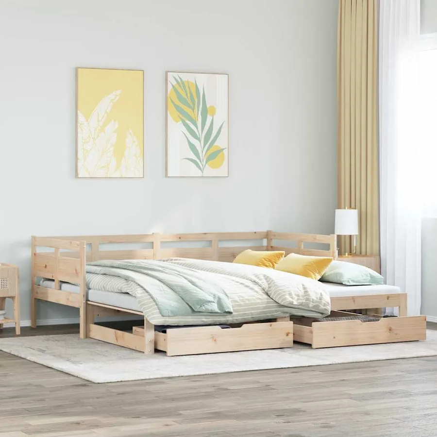 Lit de jour avec gigogne et tiroirs sans matelas 80x200 cm