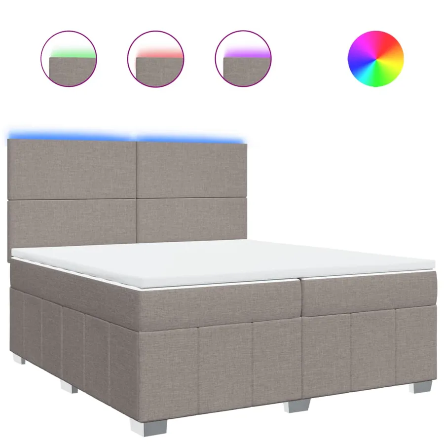 Sommier à lattes de lit avec matelas Taupe 200x200 cm Tissu - 2