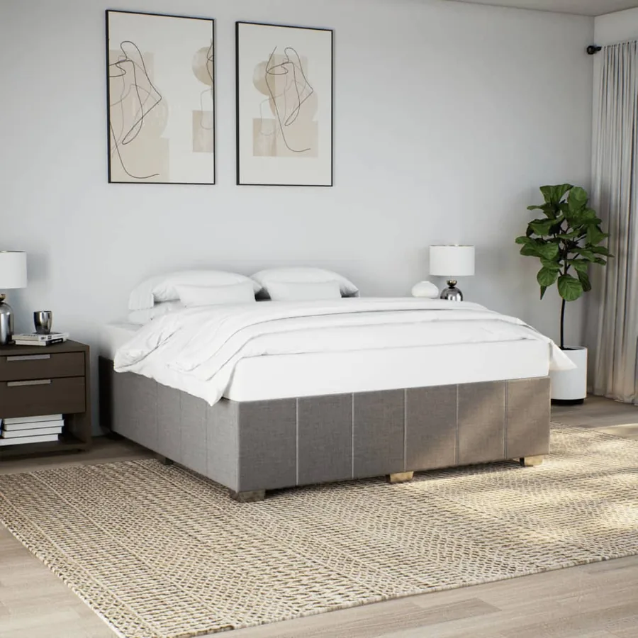 Cadre de lit sans matelas taupe 200x200 cm tissu
