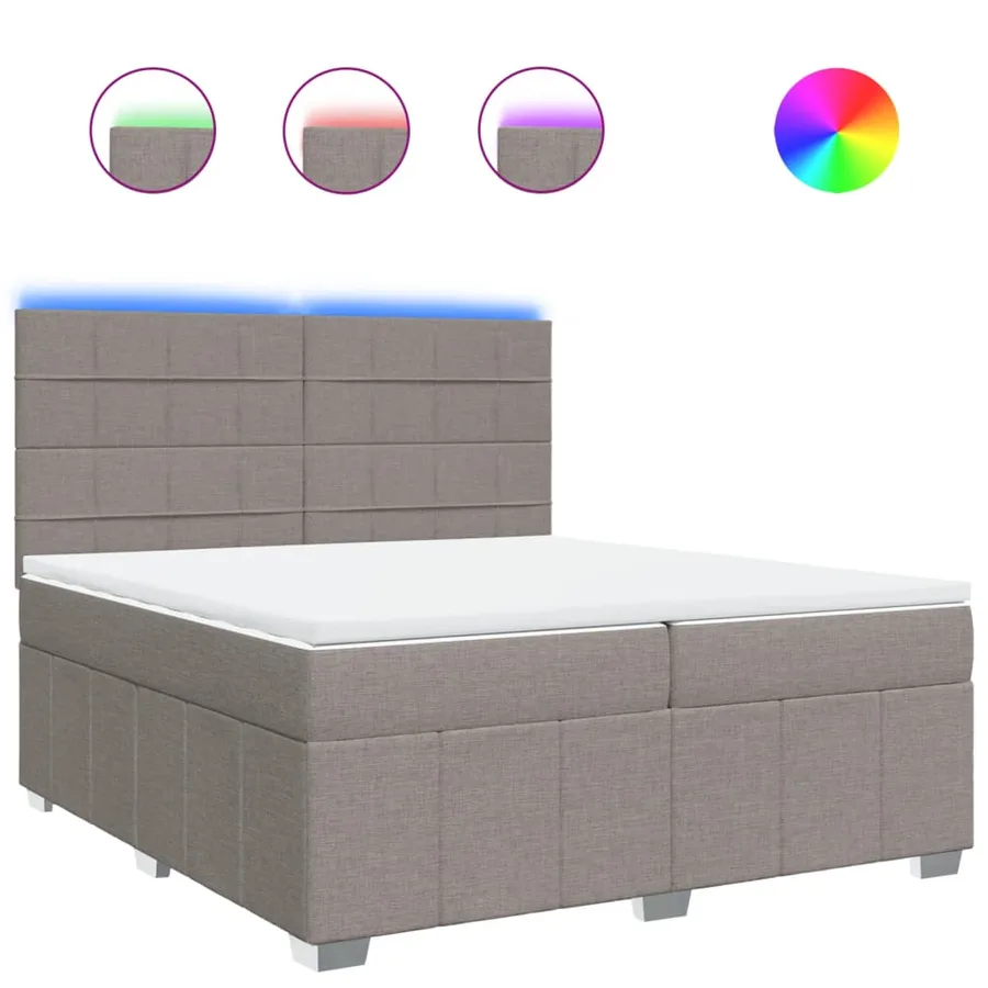 Sommier à lattes de lit avec matelas Taupe 200x200 cm Tissu - 2