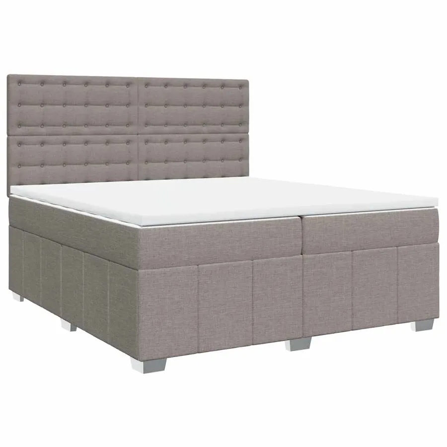 Sommier à lattes de lit avec matelas Taupe 200x200 cm Tissu - 3