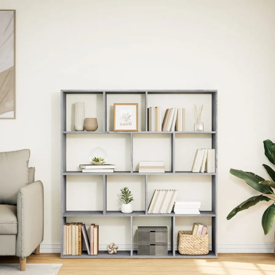 Bibliothèque sonoma gris 132x29x141,5 cm bois d'ingénierie - 3