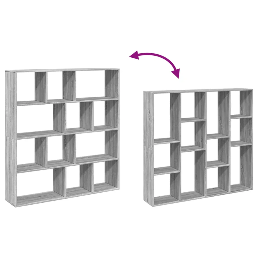 Bibliothèque sonoma gris 132x29x141,5 cm bois d'ingénierie - 8