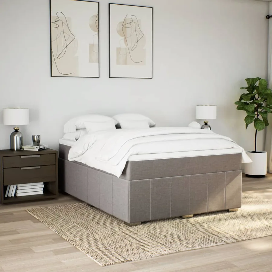 Sommier à lattes de lit avec matelas Taupe 140x190 cm Tissu - 3