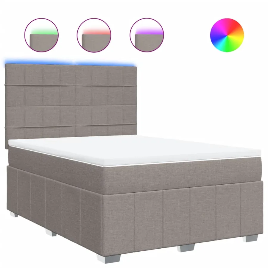 Sommier à lattes de lit avec matelas Taupe 140x190 cm Tissu - 2