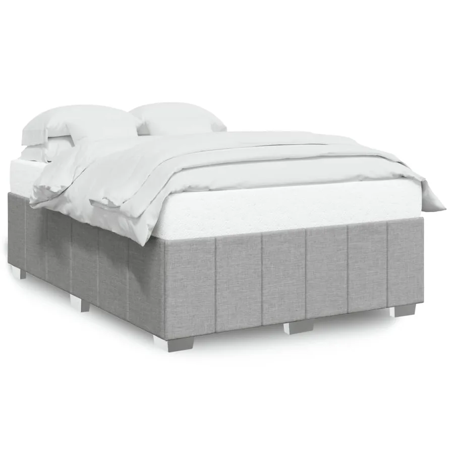 Cadre de lit sans matelas gris clair 140x190 cm tissu - 2