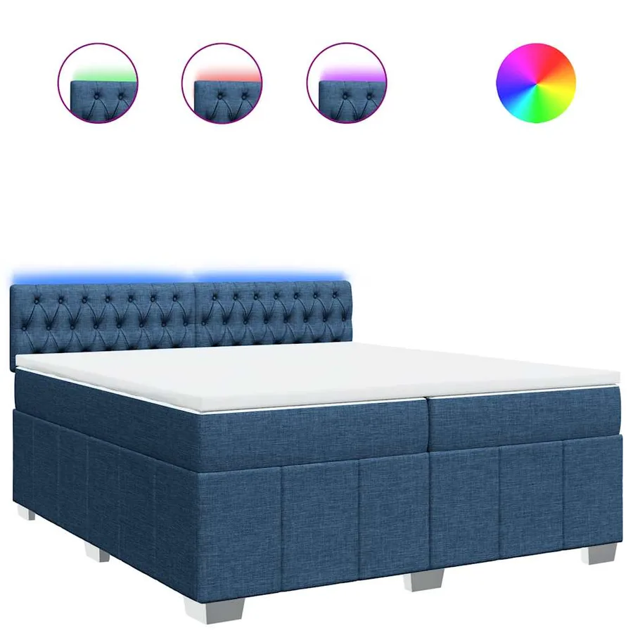 Sommier à lattes de lit avec matelas Bleu 200x200 cm Tissu - 2