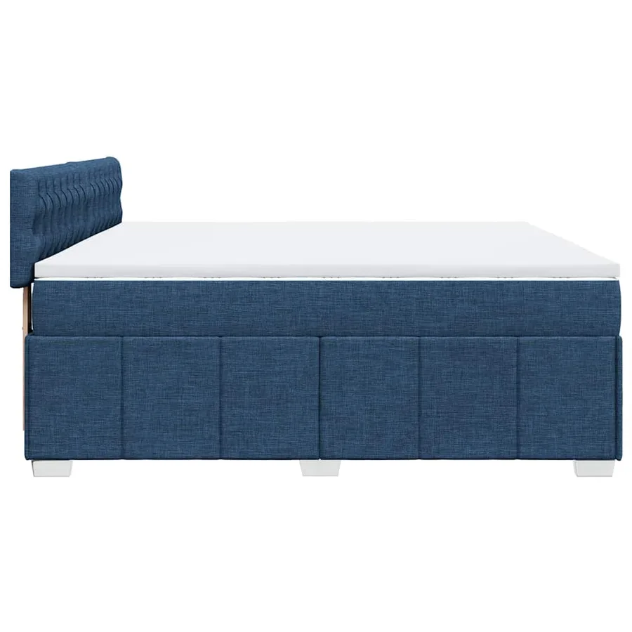 Sommier à lattes de lit avec matelas Bleu 200x200 cm Tissu - 7