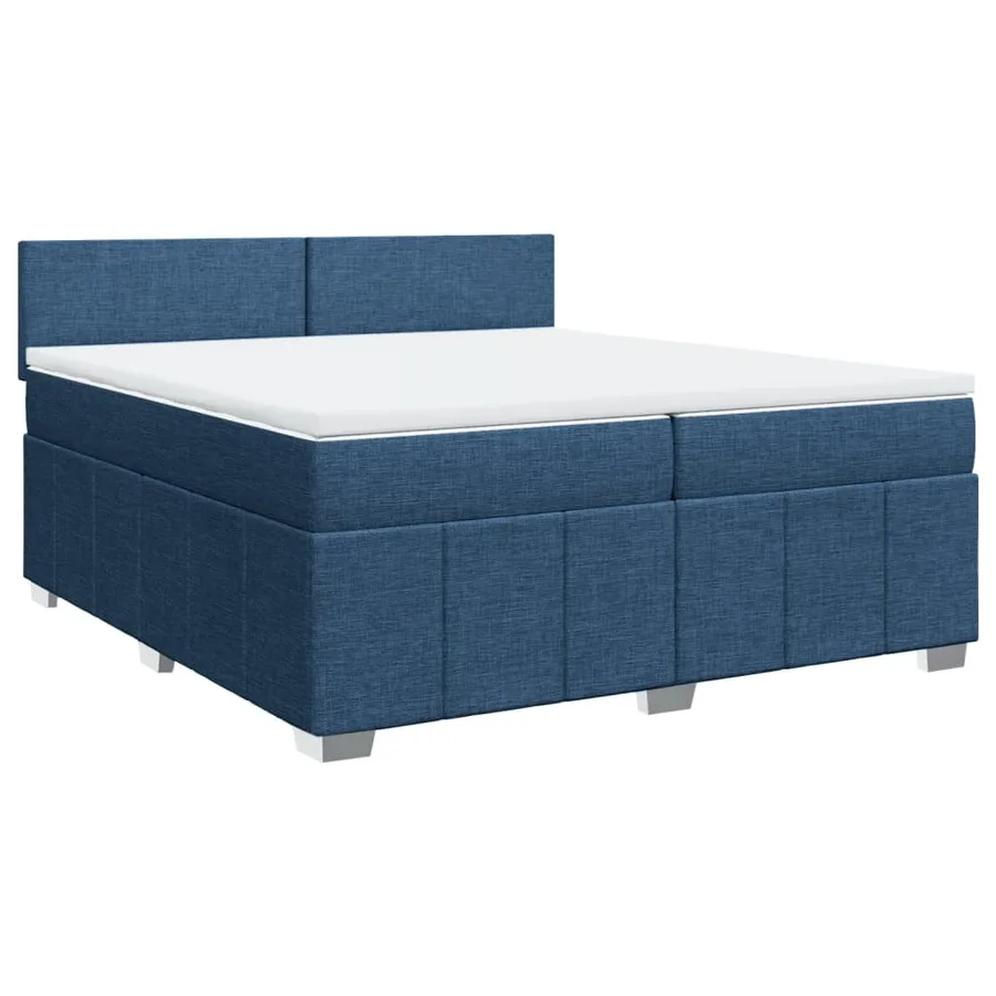 Sommier à lattes de lit avec matelas Bleu 200x200 cm Tissu - 2