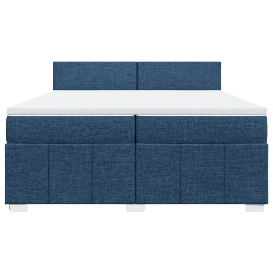 Sommier à lattes de lit avec matelas Bleu 200x200 cm Tissu - 4