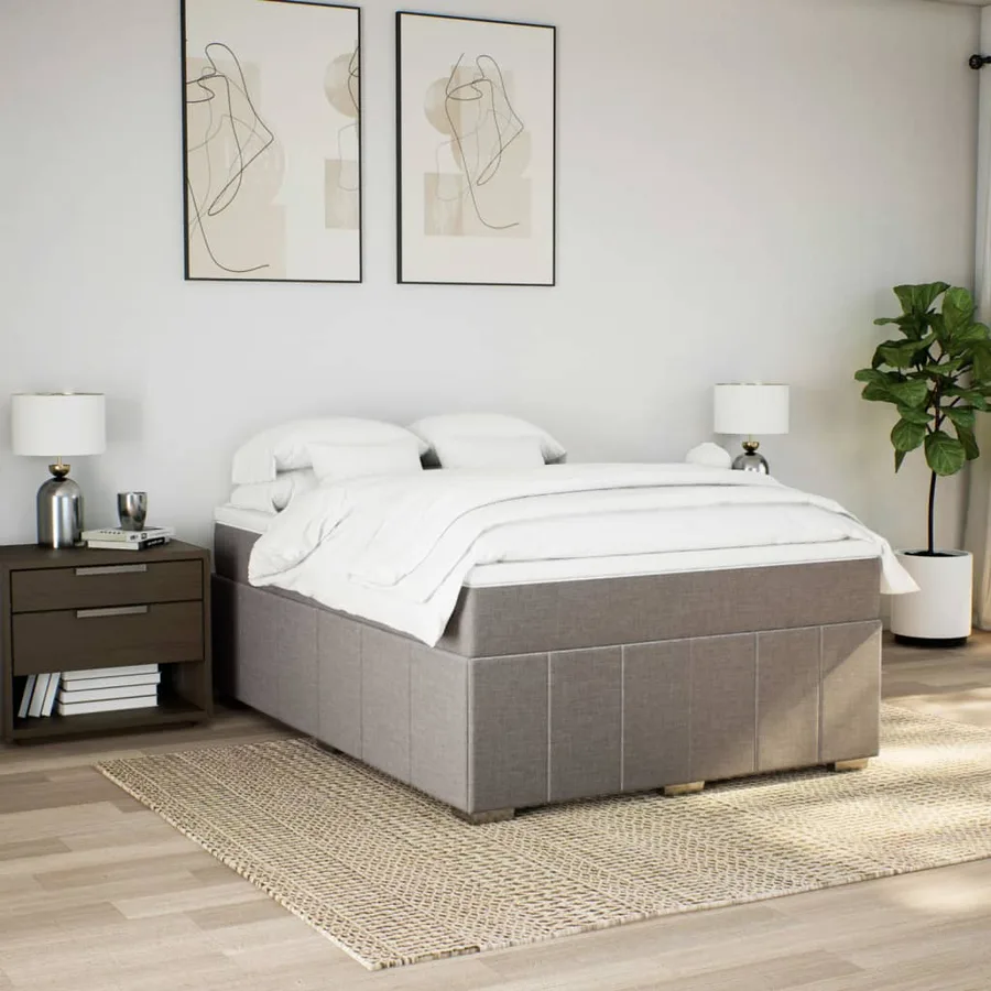 Sommier à lattes de lit avec matelas Taupe 140x200 cm Tissu - 3