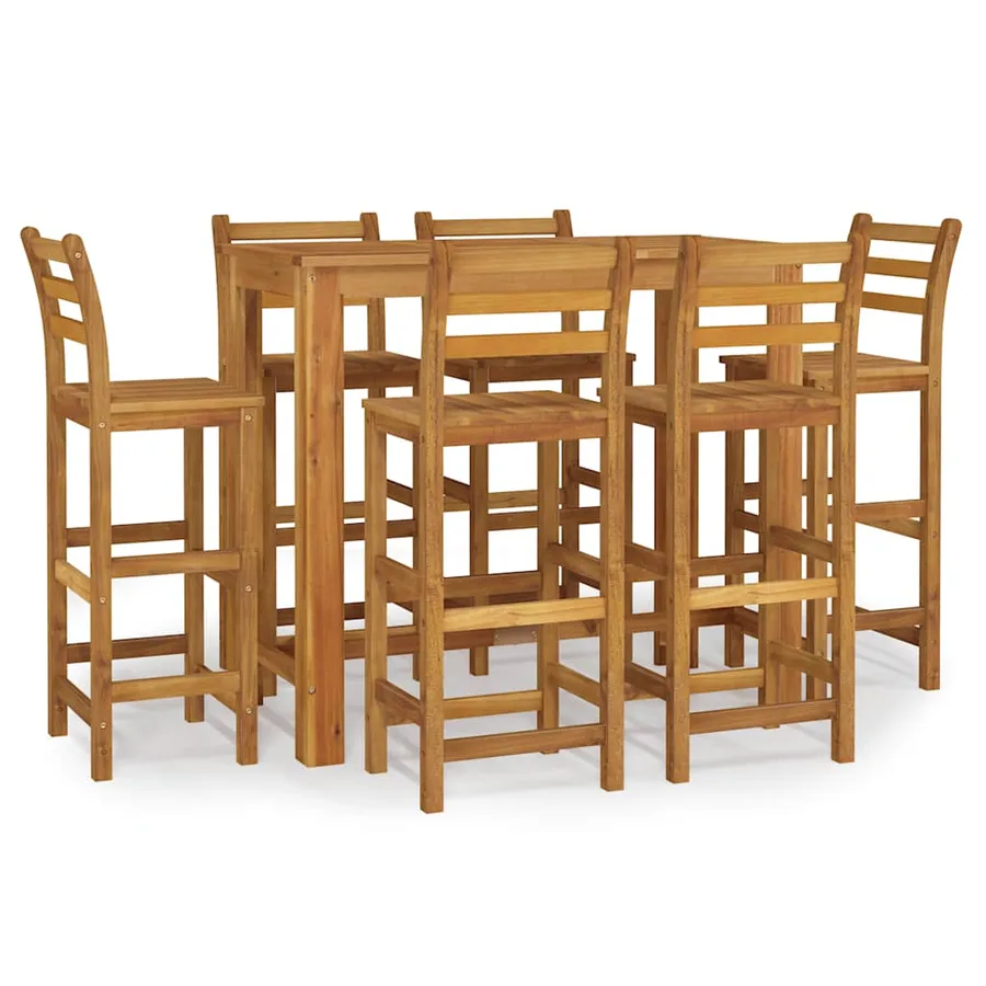 Ensemble de bar de jardin 7 pcs bois d'acacia solide - 2