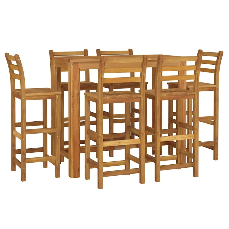Ensemble de bar de jardin 7 pcs bois d'acacia solide - 3