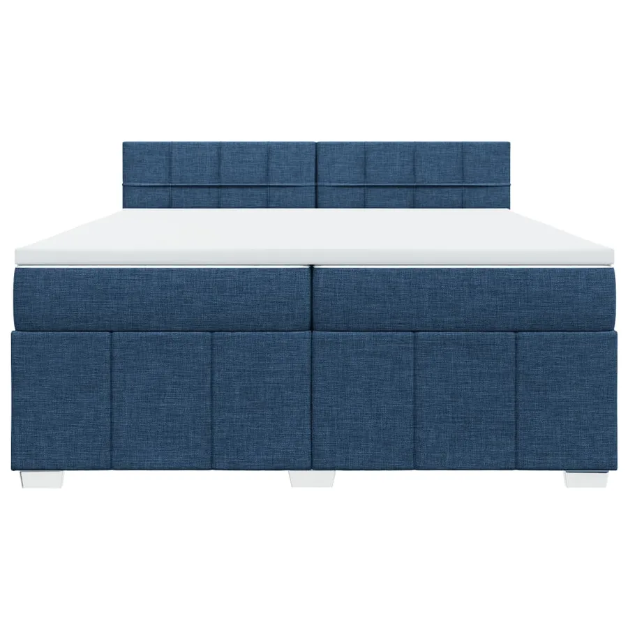 Sommier à lattes de lit avec matelas Bleu 200x200 cm Tissu - 4