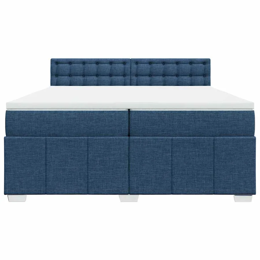 Sommier à lattes de lit avec matelas Bleu 200x200 cm Tissu - 6