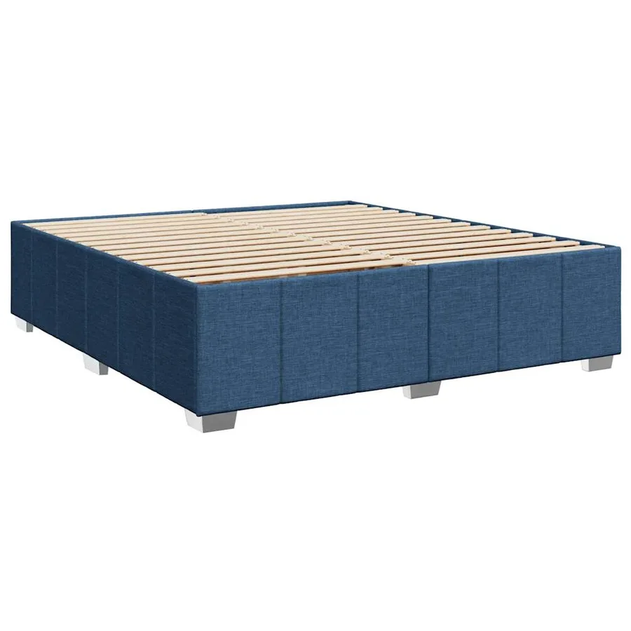 Sommier à lattes de lit avec matelas Bleu 200x200 cm Tissu - 9