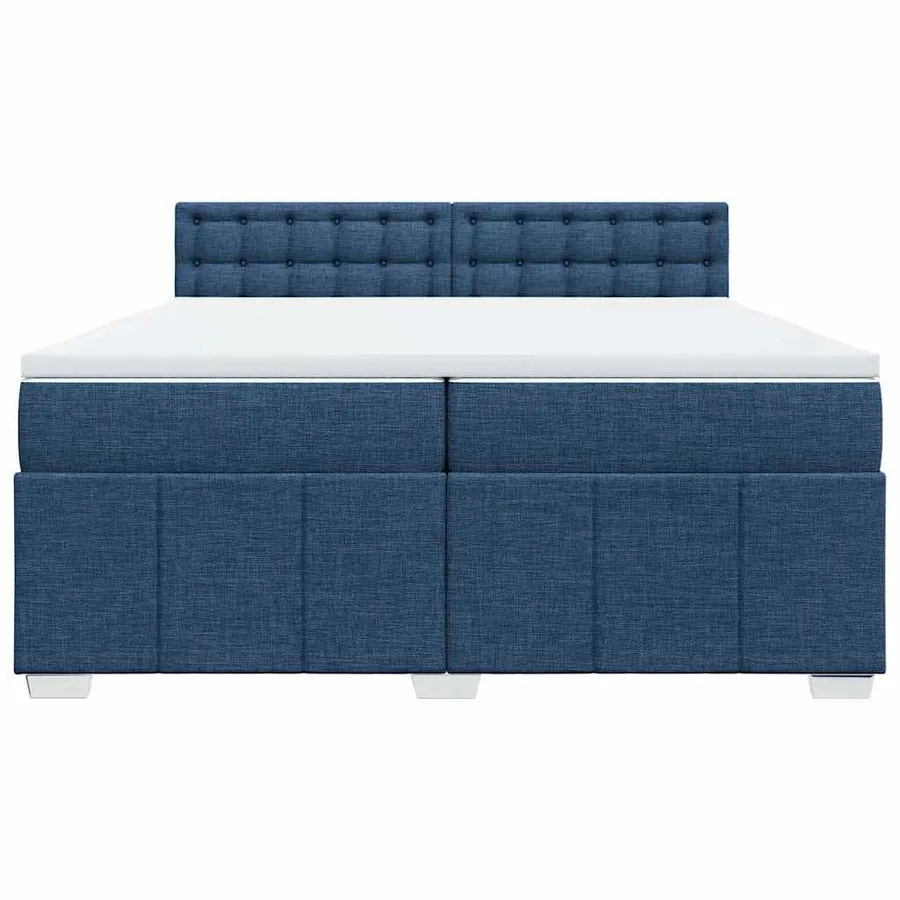 Sommier à lattes de lit avec matelas Bleu 200x200 cm Tissu - 4
