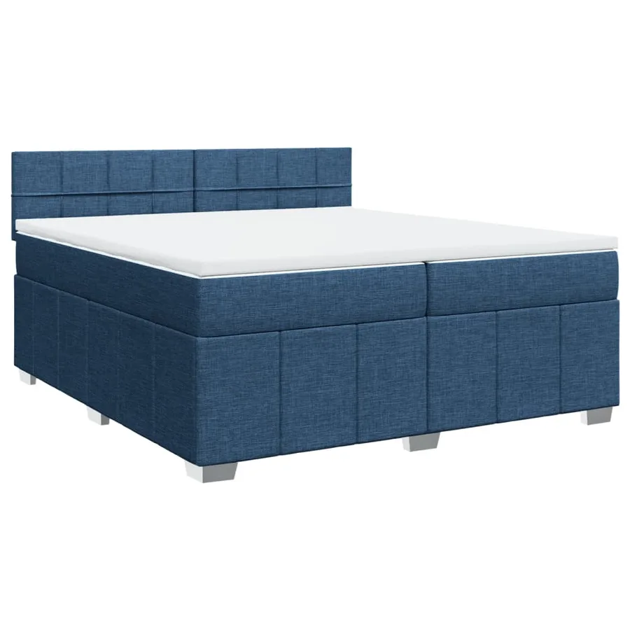 Sommier à lattes de lit avec matelas Bleu 200x200 cm Tissu - 3