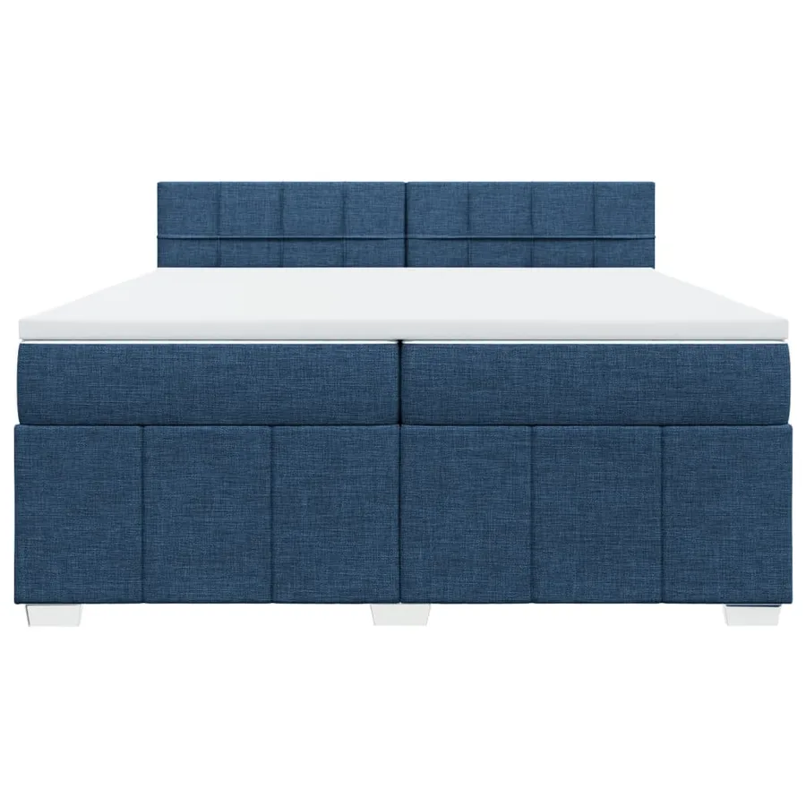 Sommier à lattes de lit avec matelas Bleu 200x200 cm Tissu - 6