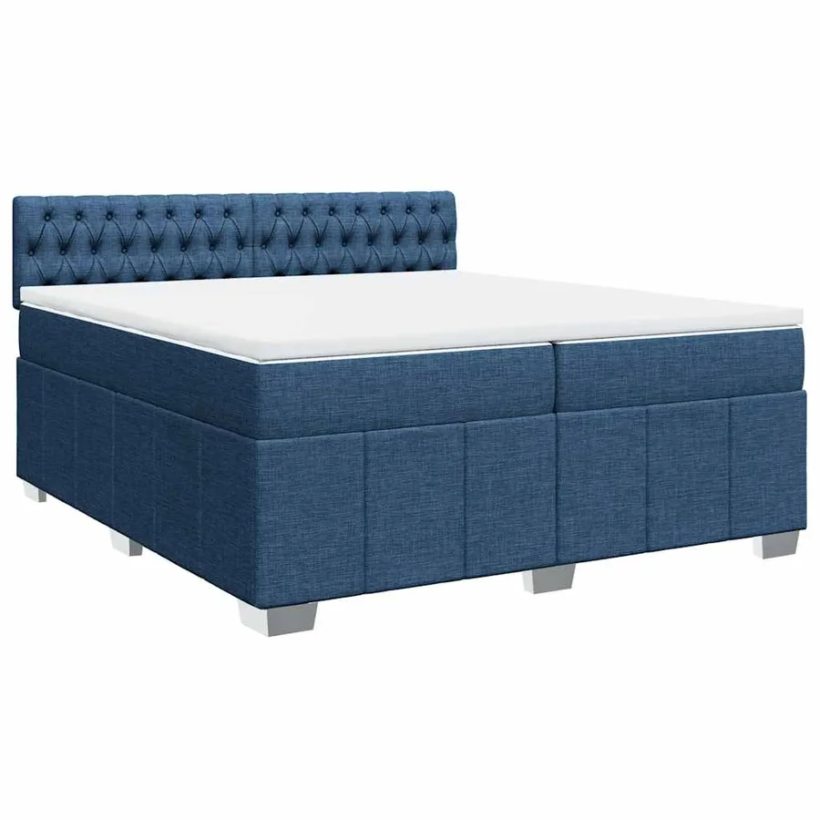 Sommier à lattes de lit avec matelas Bleu 200x200 cm Tissu - 2