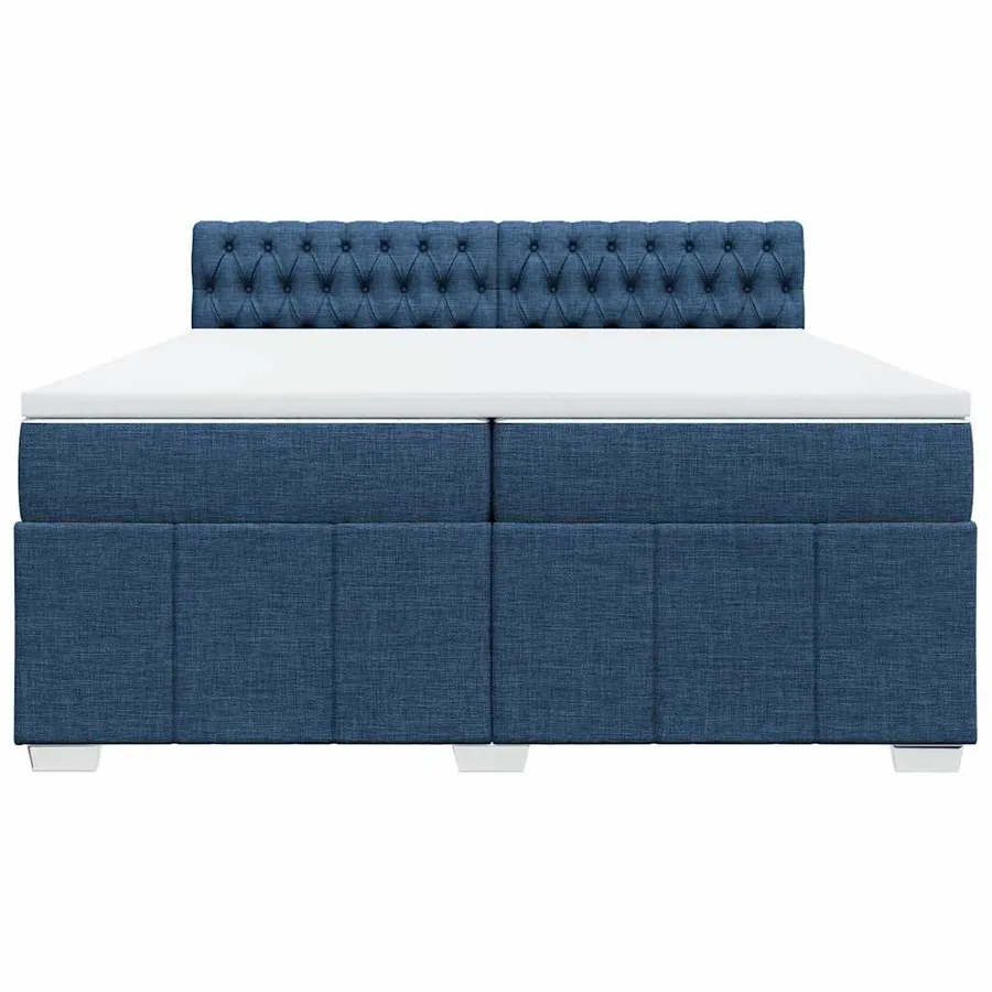 Sommier à lattes de lit avec matelas Bleu 200x200 cm Tissu - 4