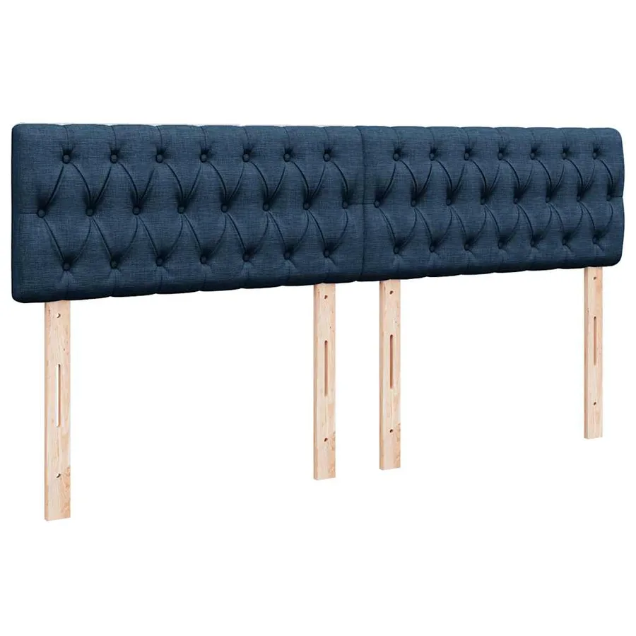 Sommier à lattes de lit avec matelas Bleu 200x200 cm Tissu - 7