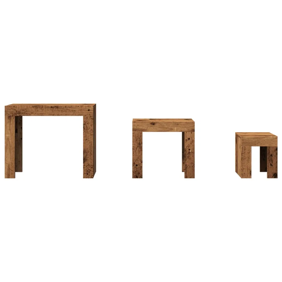 Tables basses gigognes 3 pcs vieux bois bois d'ingénierie - 4
