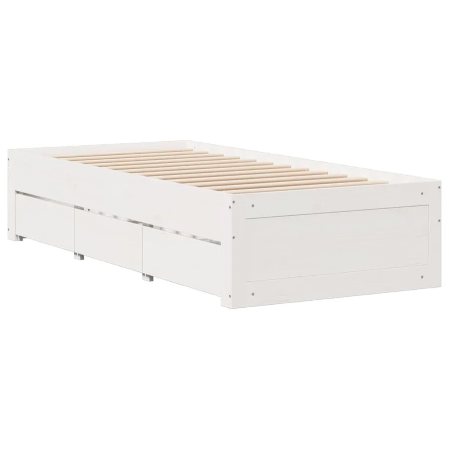 Cadre de lit sans matelas avec tiroirs 90x190 cm bois de pin - 3