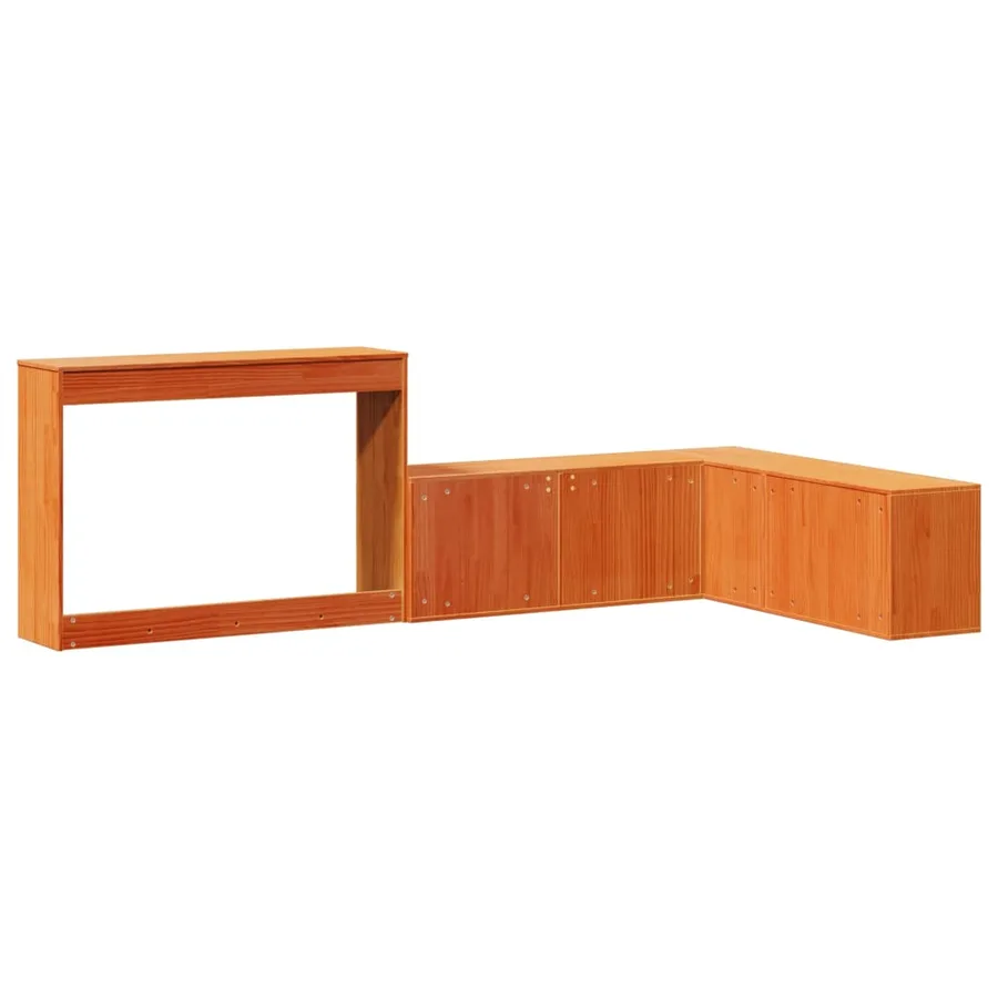 Table de chevet avec bureau cire marron bois de pin massif - 6