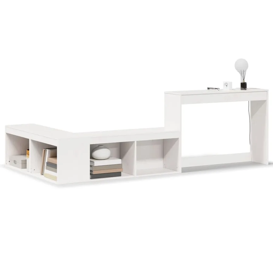 Table de chevet avec bureau blanc bois de pin massif - 2