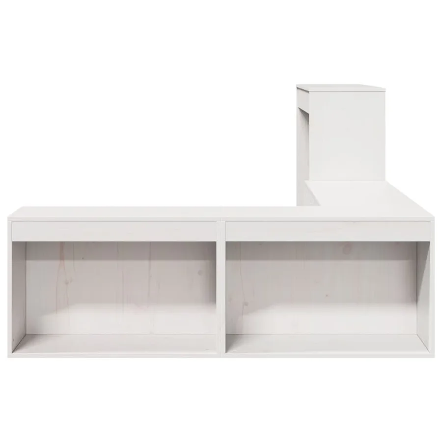 Table de chevet avec bureau blanc bois de pin massif - 5