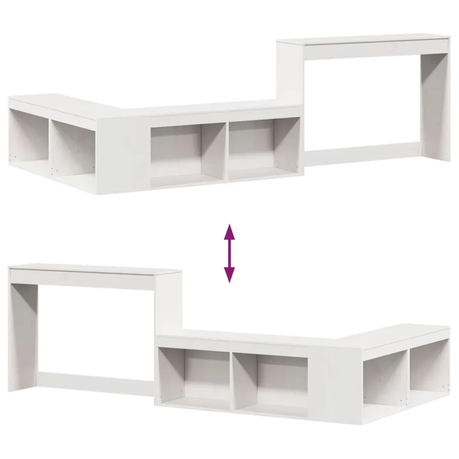 Table de chevet avec bureau blanc bois de pin massif - 7