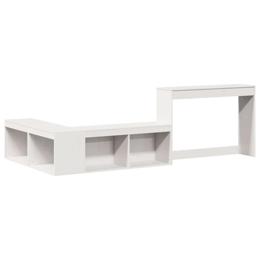 Table de chevet avec bureau blanc bois de pin massif - 3