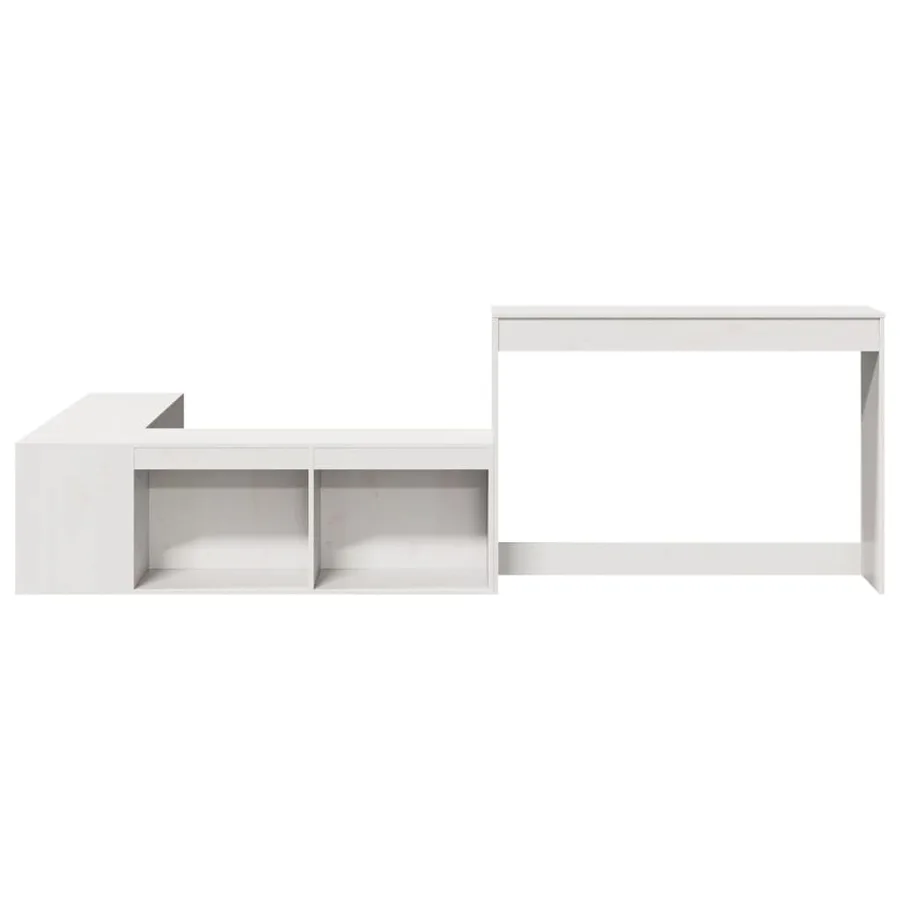 Table de chevet avec bureau blanc bois de pin massif - 4